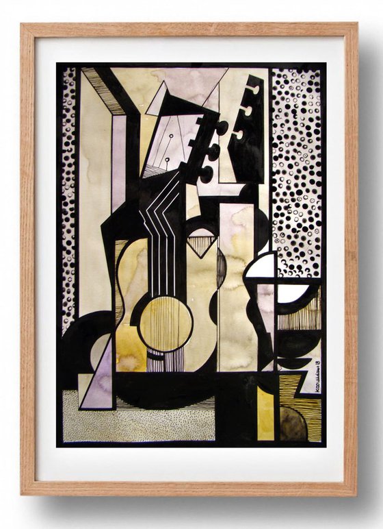 Cubist Still Life with Guitar