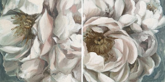 PEONIES DIPTYCH