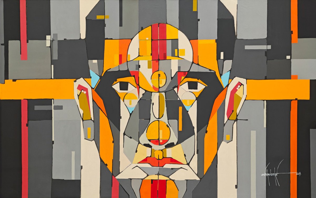 Abstract Painting By Amrish Malvankar, 96 X 60, Fragmented Evolution, Original Artwork