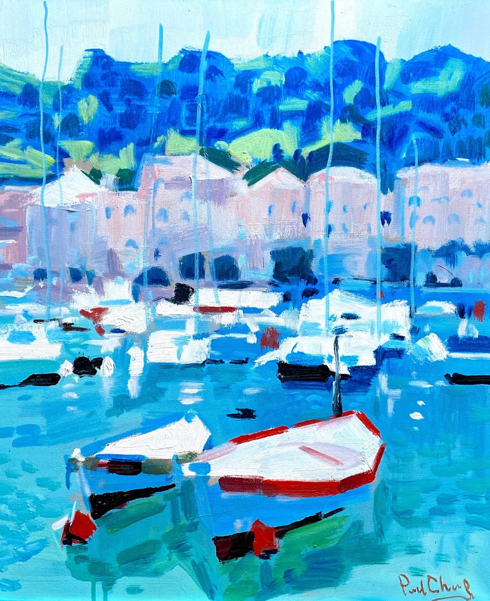 Impressionistic Cityscapes Acrylic Painting By Paul Cheng, 20 X 24", Semi-Abstract Cityscape No.3, Original Artwork