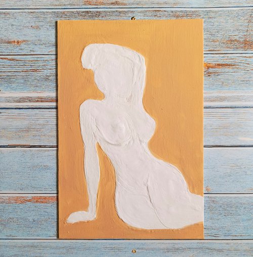 Minimalistic art Base relief Nude woman figure by Anastasia Art Line