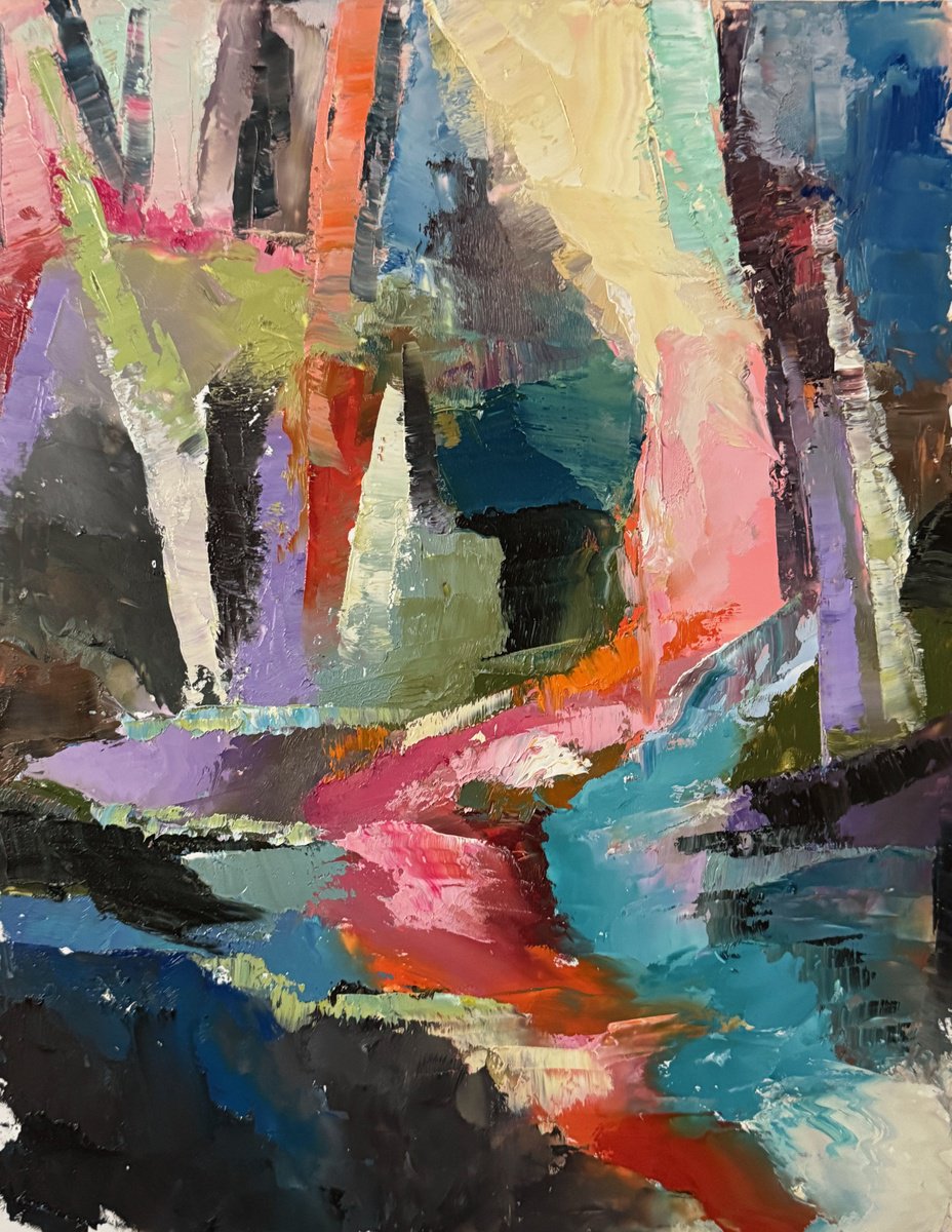 Organic Abstract Oil Painting By Lola Jovan, 11 X 14", Vanished, Original Artwork