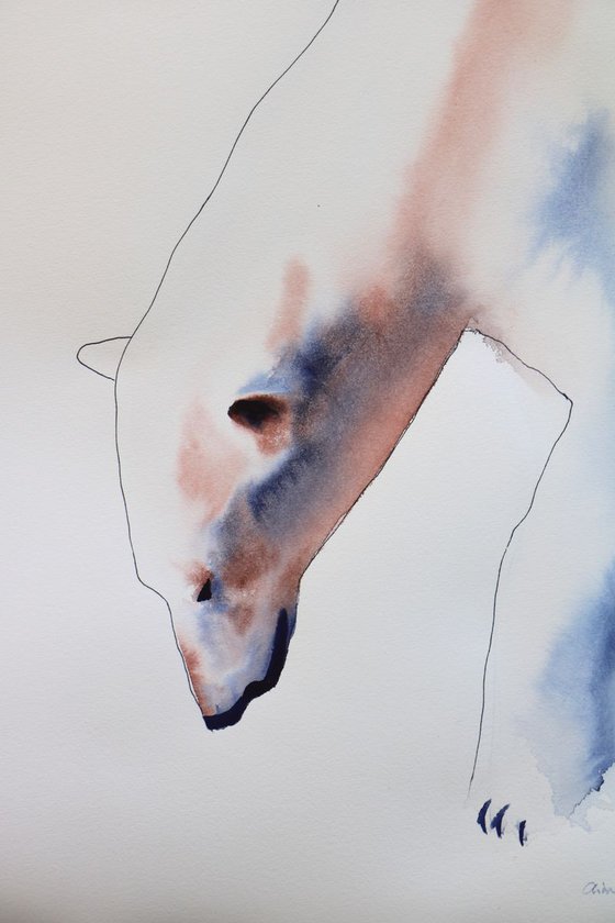 Polar Bear watercolour large "Into the deep"