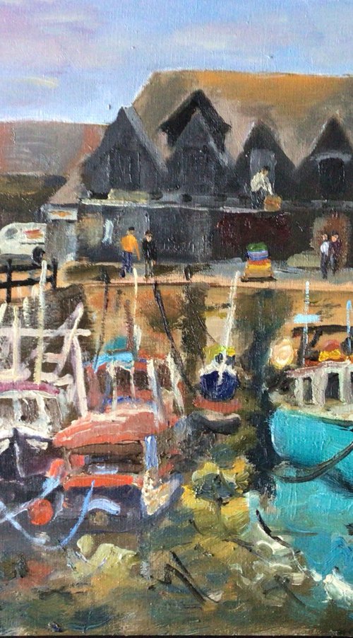 Busy harbour, Whitstable by Julian Lovegrove Art