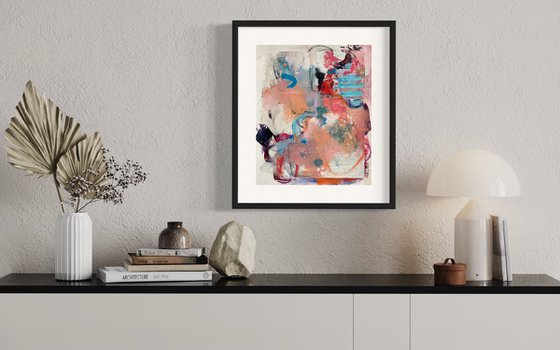 Over Thinking Things - colorful energetic bold abstract painting raw art