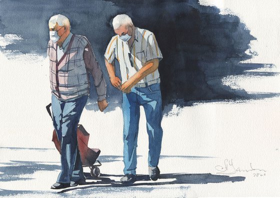 Two old men go to the market
