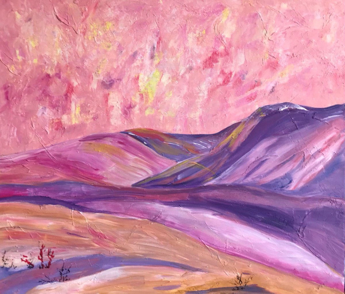 Abstract Landscape Acrylic Painting By Tetiana Pchelnykova, 28 X 24", Whispers Of The Mountains, Original Artwork