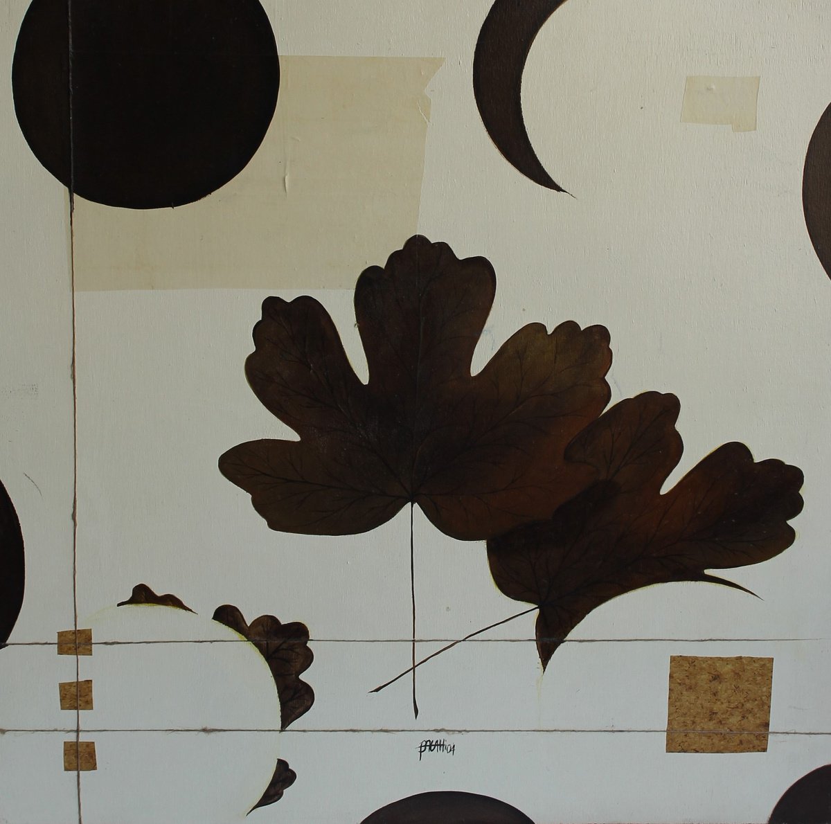 Still Life Oil Painting By Nicoletta Bagatti, 24 X 24", Foglia D