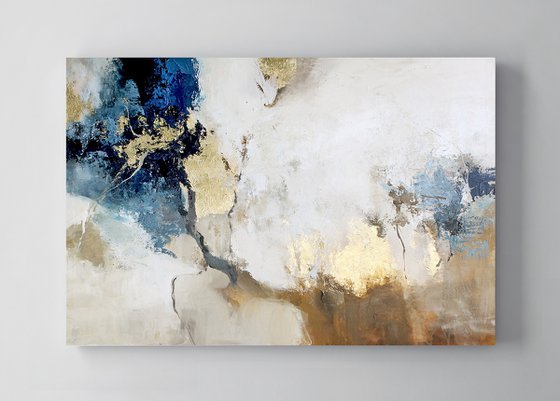 "Avalanche 4" Abstract acrylic blue gold art
