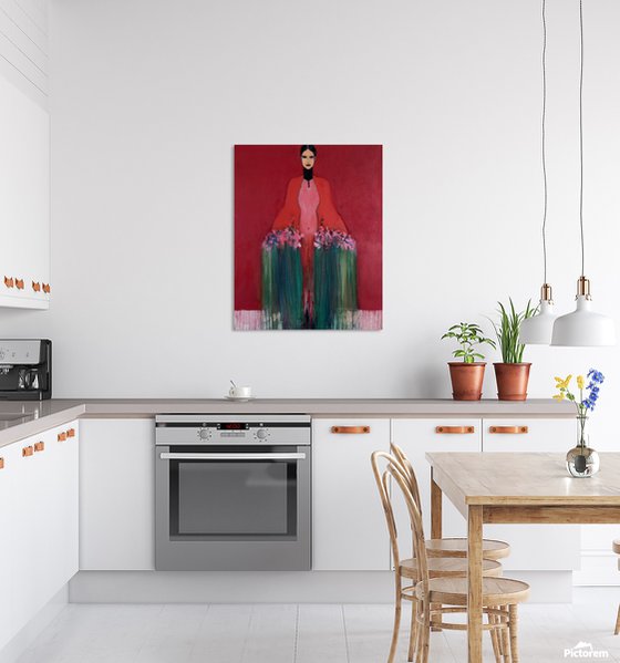 Girl with Flowers II (Red)