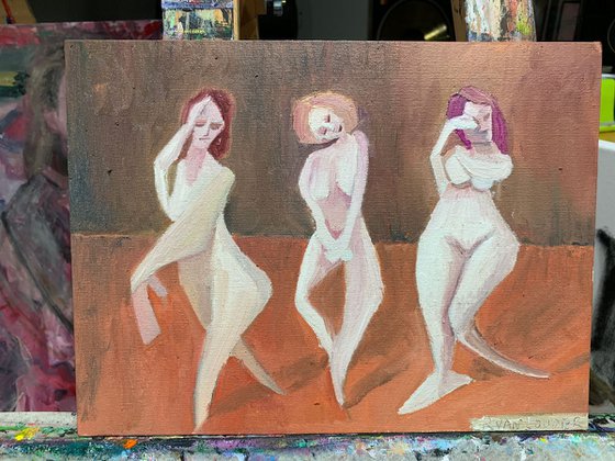 Nude Women 12x9 Canvas