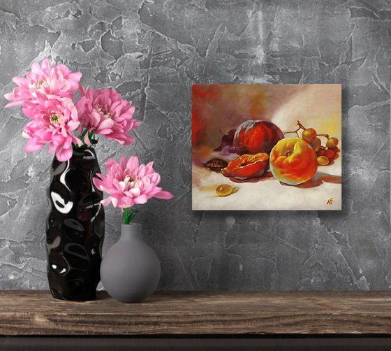 Still life with peaches
