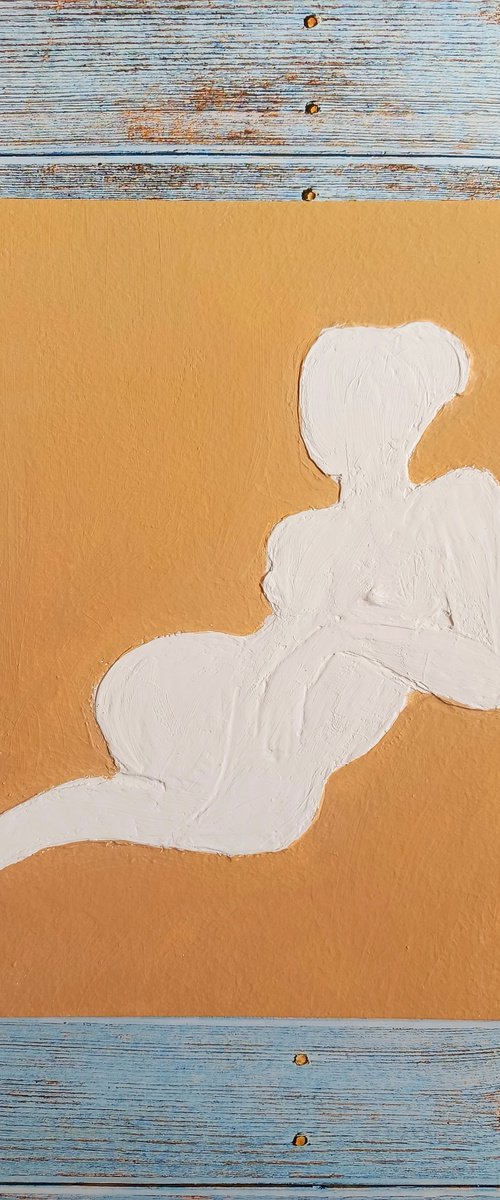 Minimalistic art Base relief Naked woman figure by Anastasia Art Line