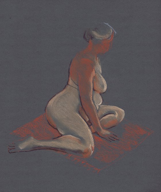Nude, seated, facing right