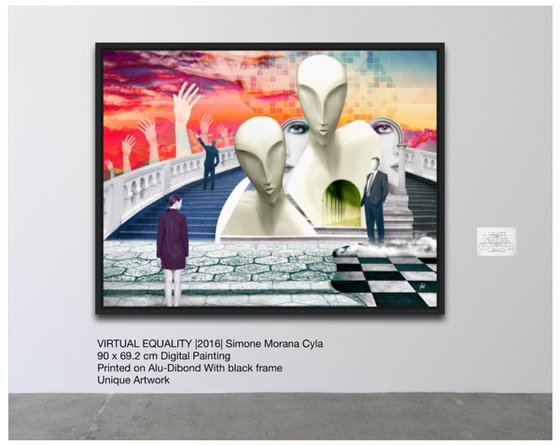 VIRTUAL EQUALITY | Digital Painting printed on Alu-Dibond with Black wood frame | Unique Artwork | 2016 | Simone Morana Cyla | 90 x 69.2 cm | Art Gallery Quality | Published |