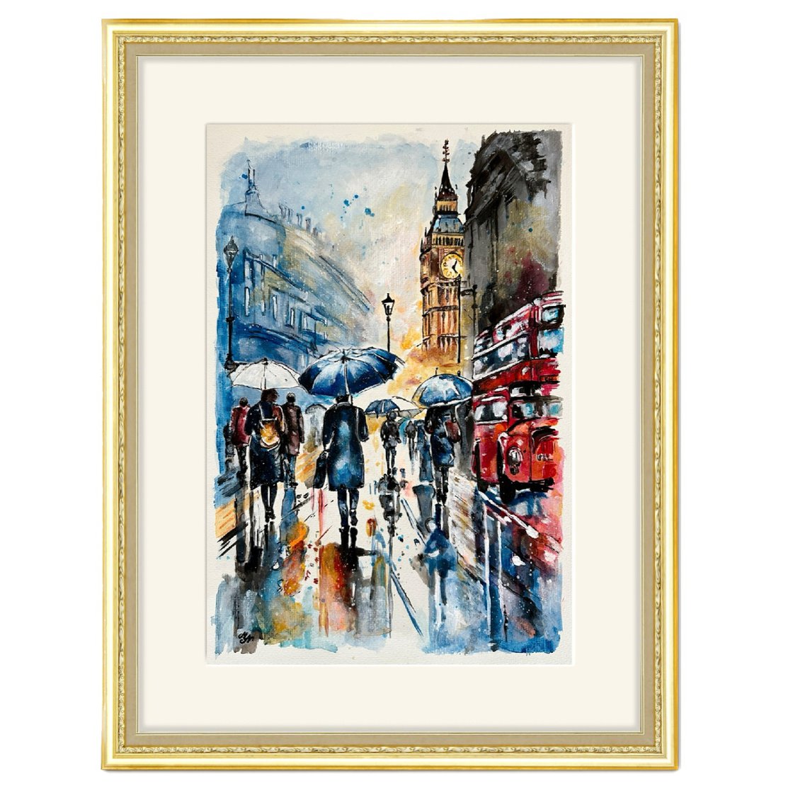 Original Acrylic Painting - Rainy Day in London by Misty Lady - M