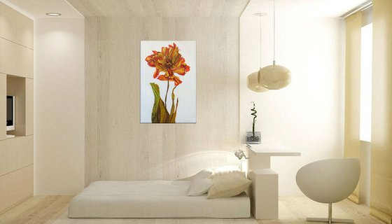 Red Flower, Exclusive Oil Art