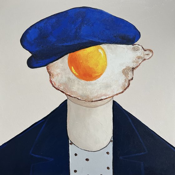 Egg boy in blue hat