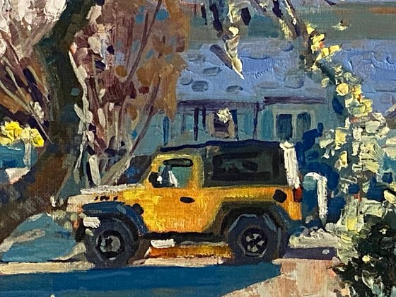 Yellow Jeep on the Roadside, LA, CA