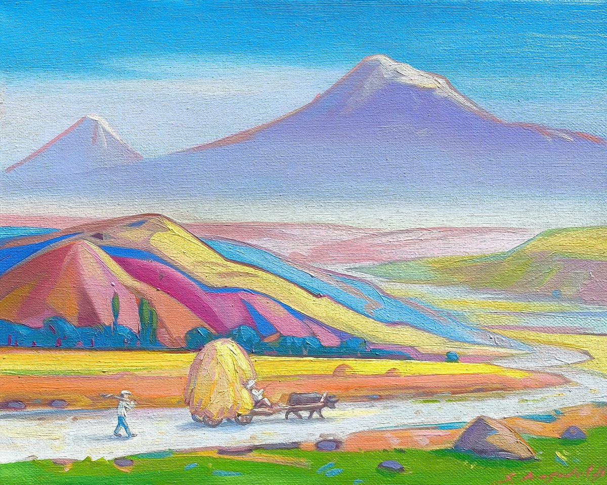 Harvest Beneath Ararat By Samvel Atasunc, 16 X 12, Artwork For Sale On Artfinder
