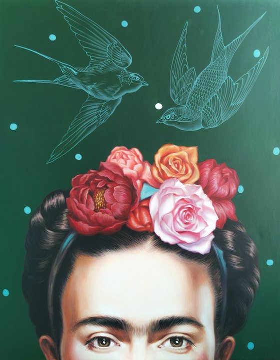 Painting portrait Frida Kahlo 100x80 cm(40x31inch)