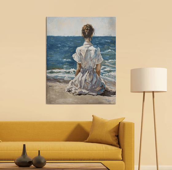 Woman by the ocean.