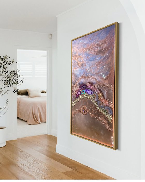 Rose Gold Copper Abstract Landscape Amethyst