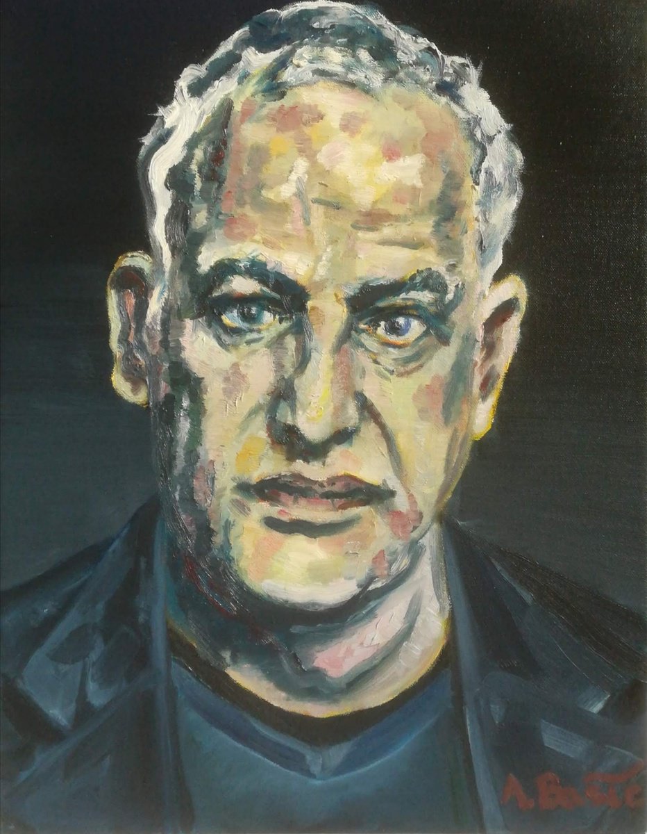 Expressive Portrait Oil Painting By Aleksandar Basic, 14 X 18, Luc Tuymans, Original Artwork