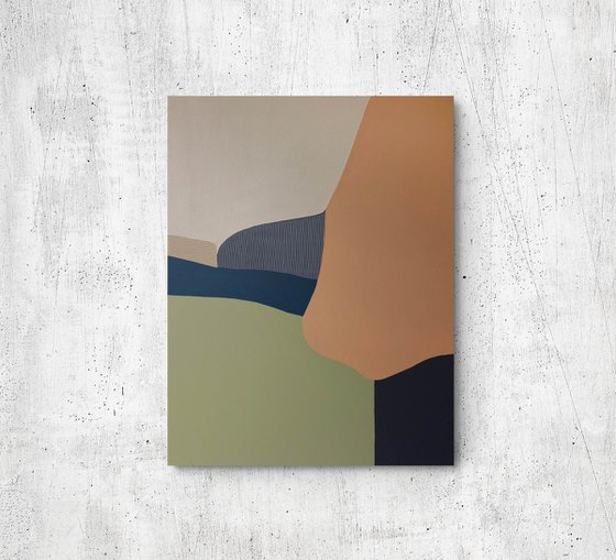 "Slope 2" Coral green acrylic abstract