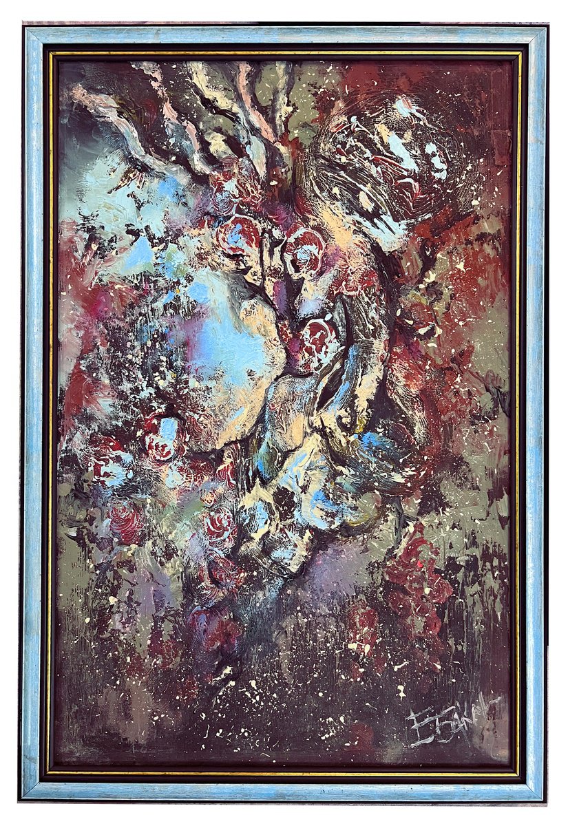 Impressionistic Abstract Oil Painting By Eleonora Bakalova, 15 X 22, Enchanted Tree, Original Artwork