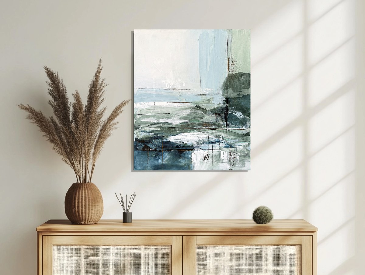 Expressive Landscape Acrylic Painting By Tatiana Malinovscaia, 20 X 24", Verdant Drift, Original Artwork