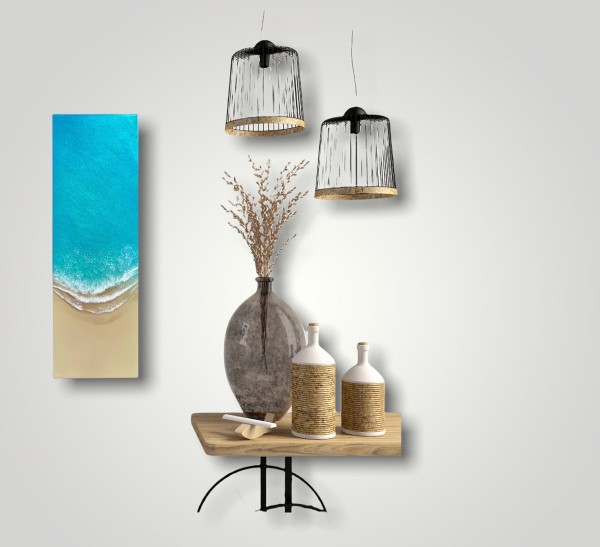 Photorealistic Landscape Painting By Ana Hefco, 8 X 24, Endless Waves Of Love, Original Artwork