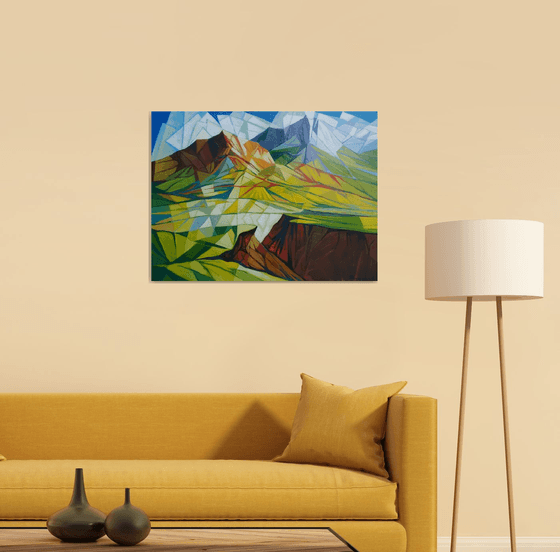 Cubism - Mountains - 2 (60x80cm, cubism, oil painting, ready to hang)