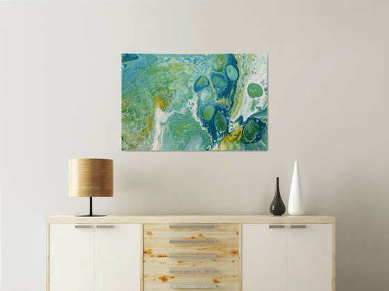 Large Abstract Acrylic pour painting 92 x 61cm