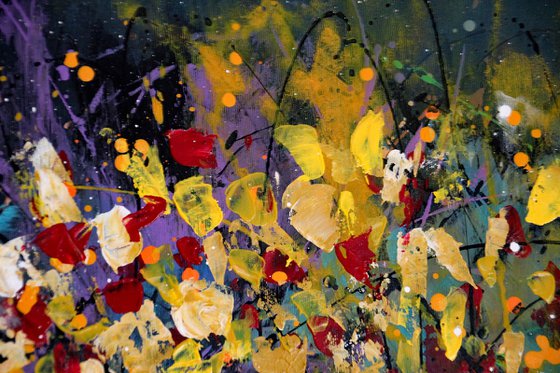 "Evanescence" #1  - Large original abstract floral landscape