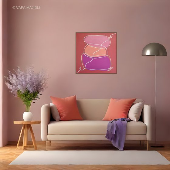 Zen Minimalism.Balance of Pink,Peach,Purple