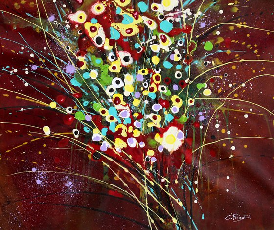 Folie Des Fleurs #6 - Extra large original abstract floral landscape