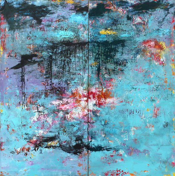 EXTRA LARGE DIPTYCH 200x200 "The rain"