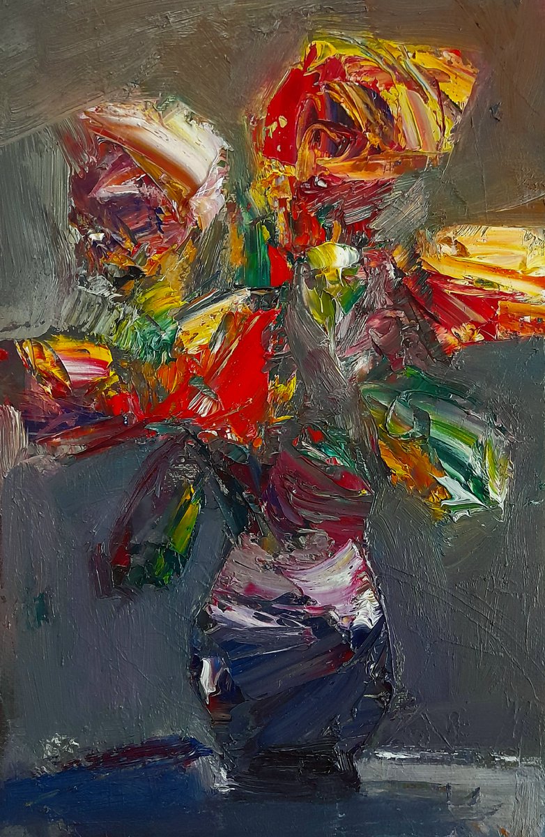 Abstract flowers in vase by Matevos Sargsyan
