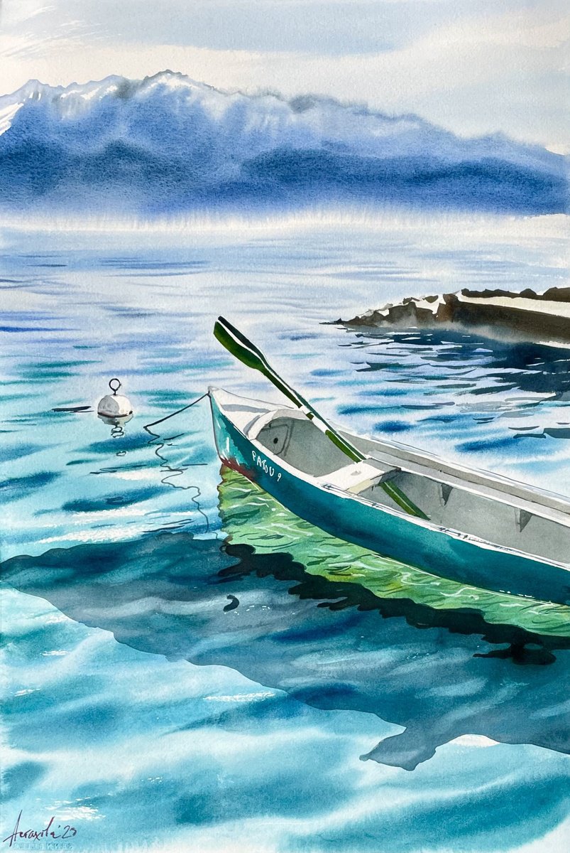 Impressionistic Landscape Watercolour By Ksenia Astakhova, 15 X 22", Afternoon In Cully, Original Artwork