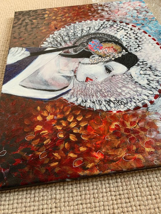 Portrait IV, Acrylic Painting on Canvas, Original Paintings, Fine Art Canvas Paintings, Oriental Inspiration, Geisha Artwork, Gift Ideas