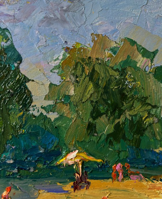 People are Relaxing on the River