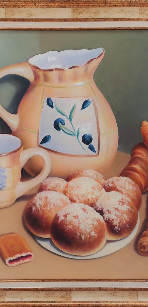 Still life with bitten biscuit by Valentinas Yla