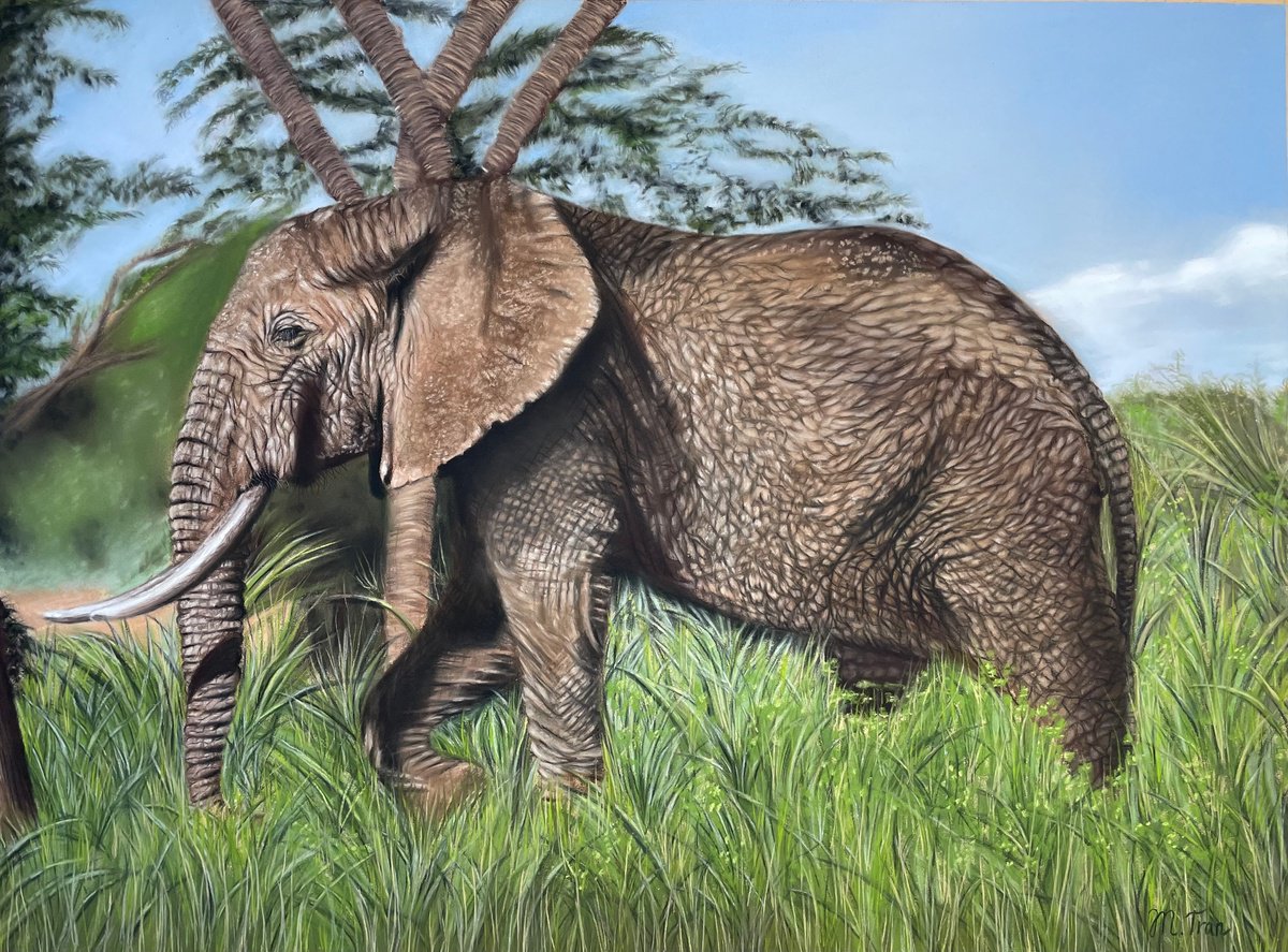 Photorealistic Animal Pastel Drawing By Maria Tran, 16 X 12", Benevolence, Original Artwork