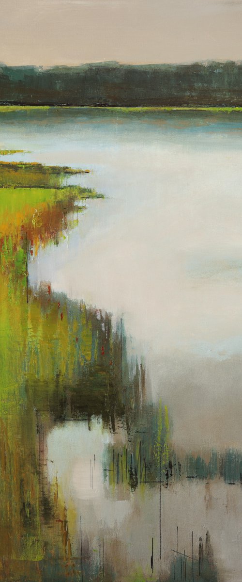 Grassy Waters Lake 30x30" 76x76cm Oil by Bo Kravchenko by Bo Kravchenko