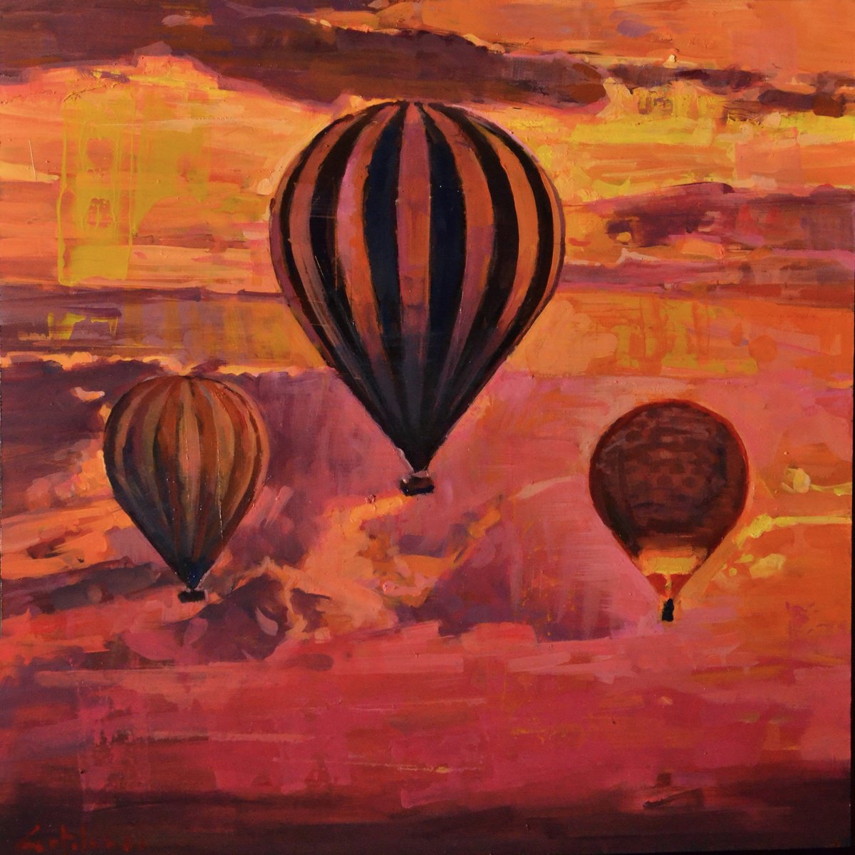 A Sunset In Balloons By Marco Ortolan, 17 X 17, Artwork For Sale On Artfinder