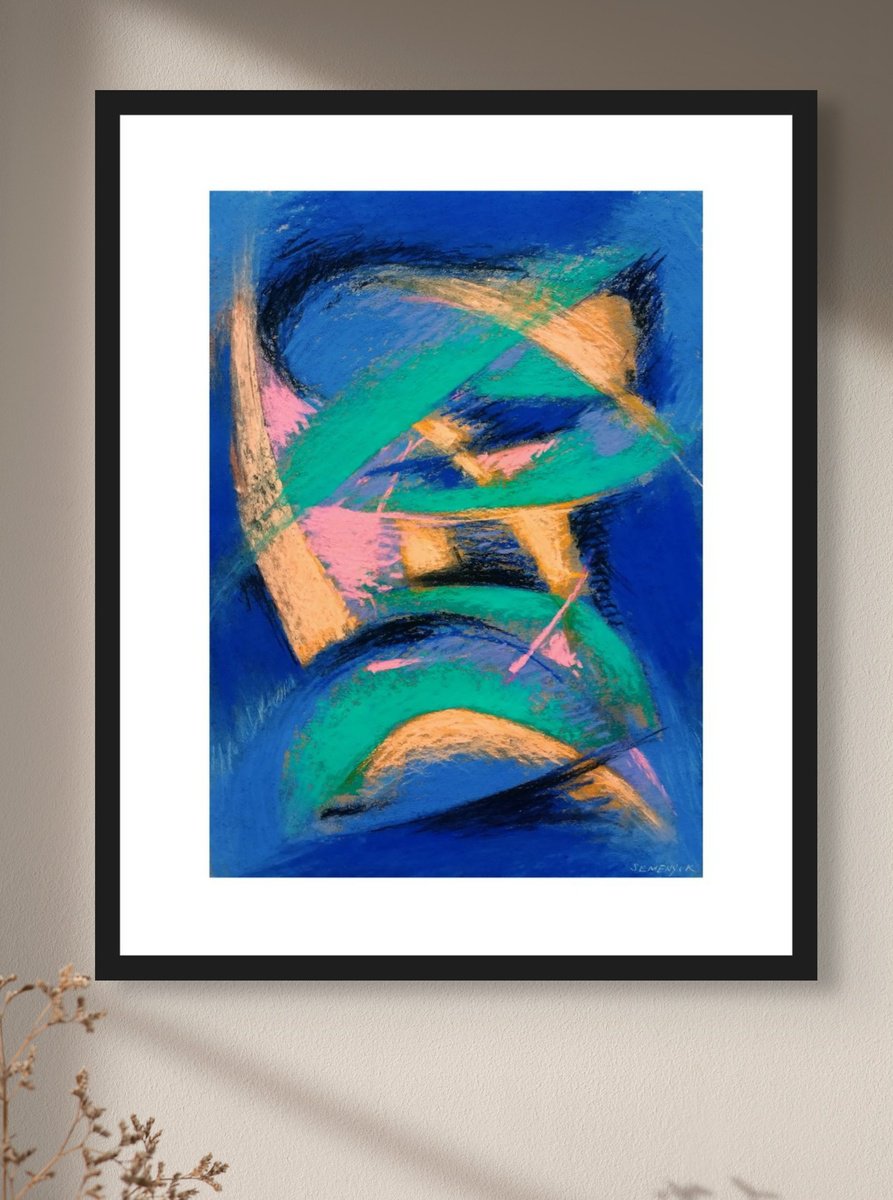 Abstract Pastel Drawing By Evgen Semenyuk, 16 X 20, Fragments Of Ease, Original Artwork