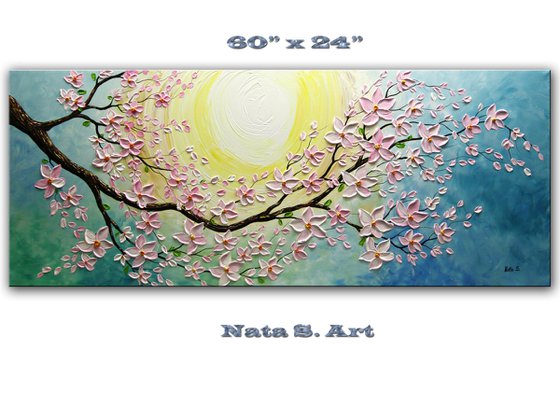 Blossom Sakura - Large Blossom Tree Painting, Original Impasto Sakura Painting