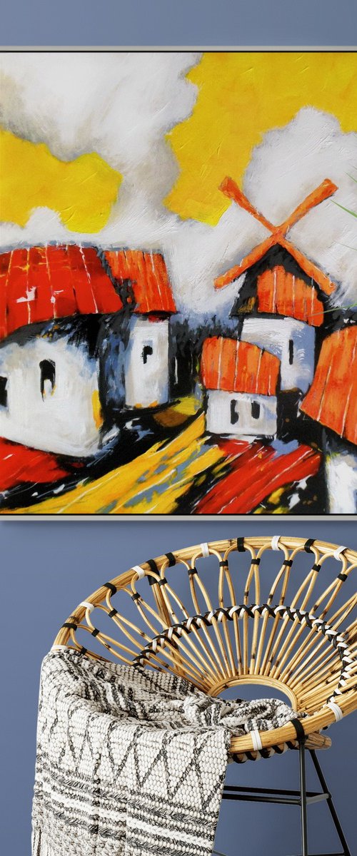 Cloudscape With a Windmill by Evgen Semenyuk