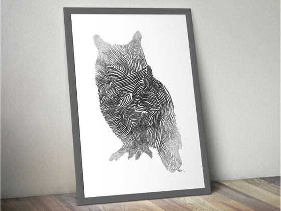 Owl: Framed Artwork, 16 x20 inches(40x50cm)
